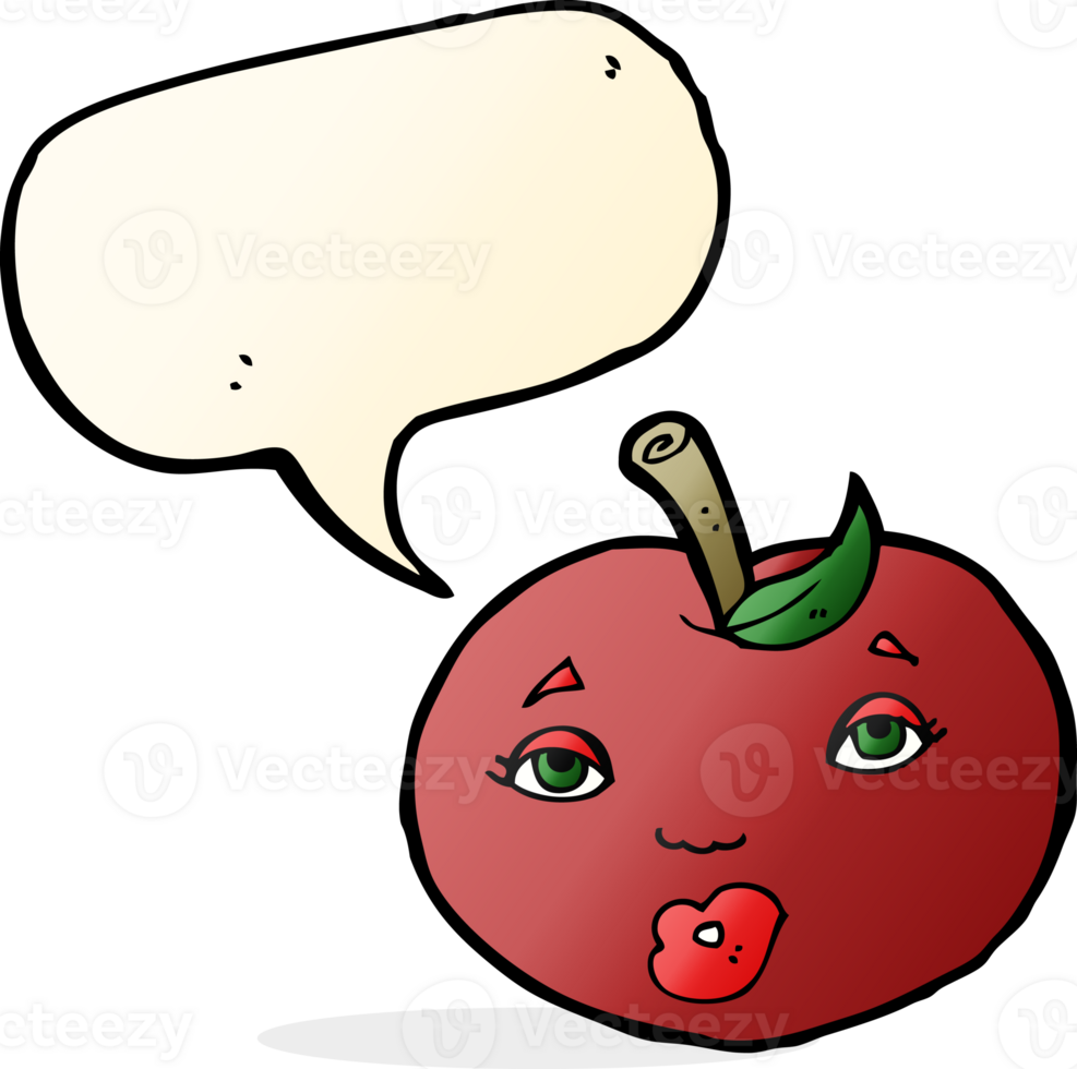 cartoon apple with face with speech bubble png