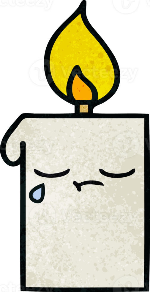 retro grunge texture cartoon of a lit candle png