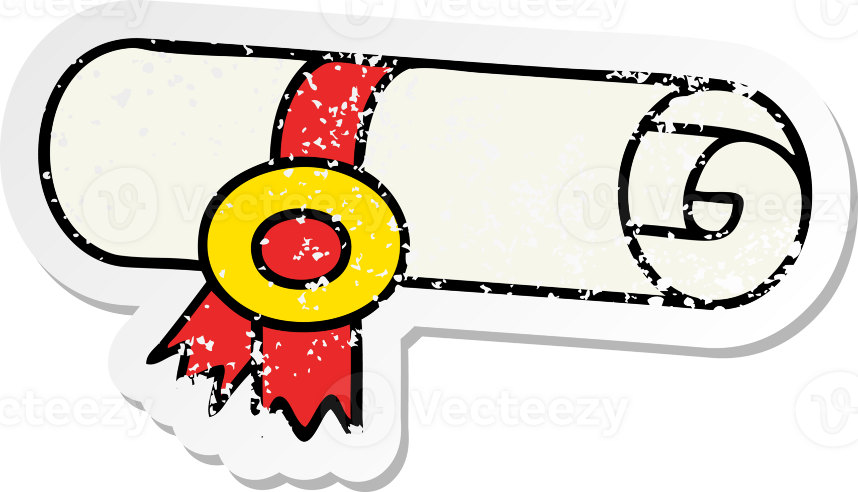 distressed sticker of a cute cartoon rolled certificate png