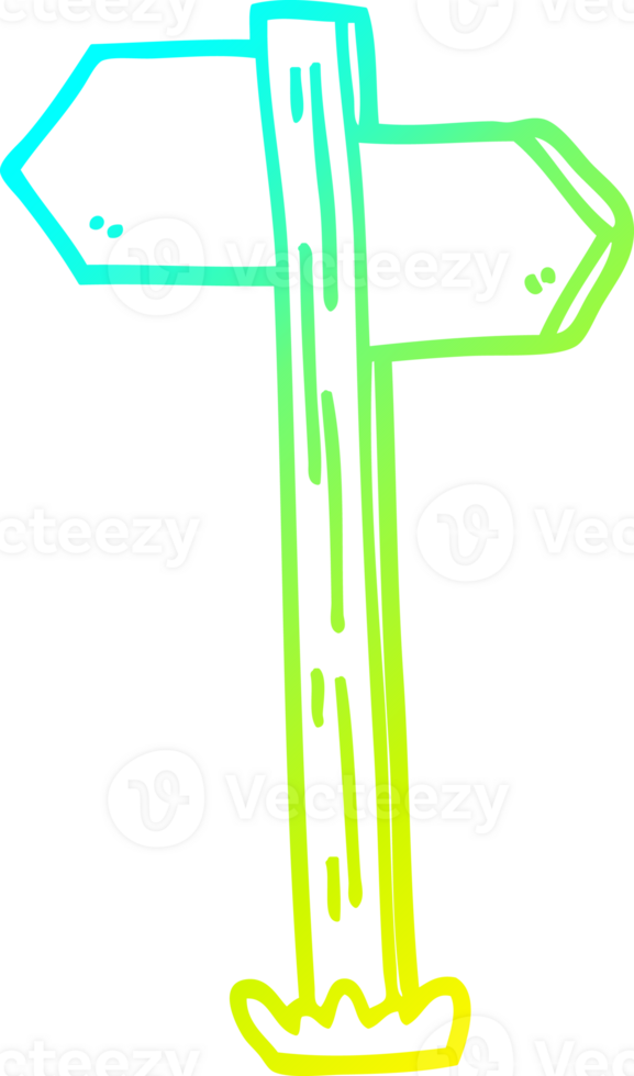 cold gradient line drawing of a cartoon sign posts png