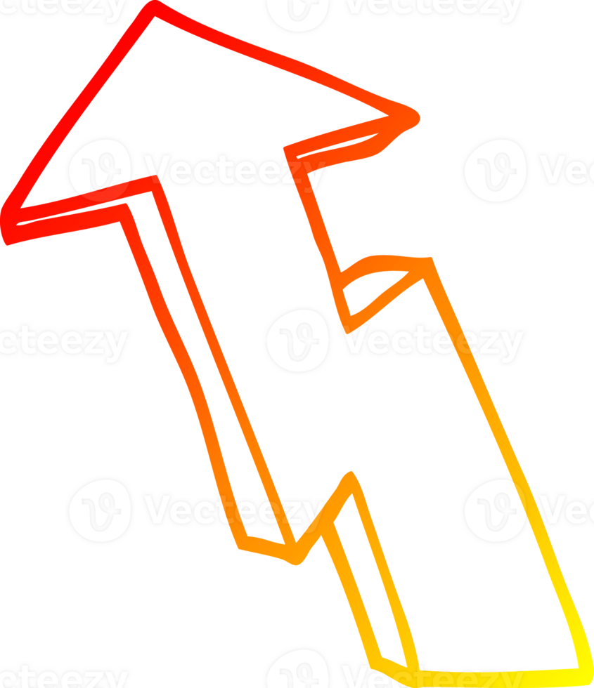 warm gradient line drawing of a cartoon growth arrow png