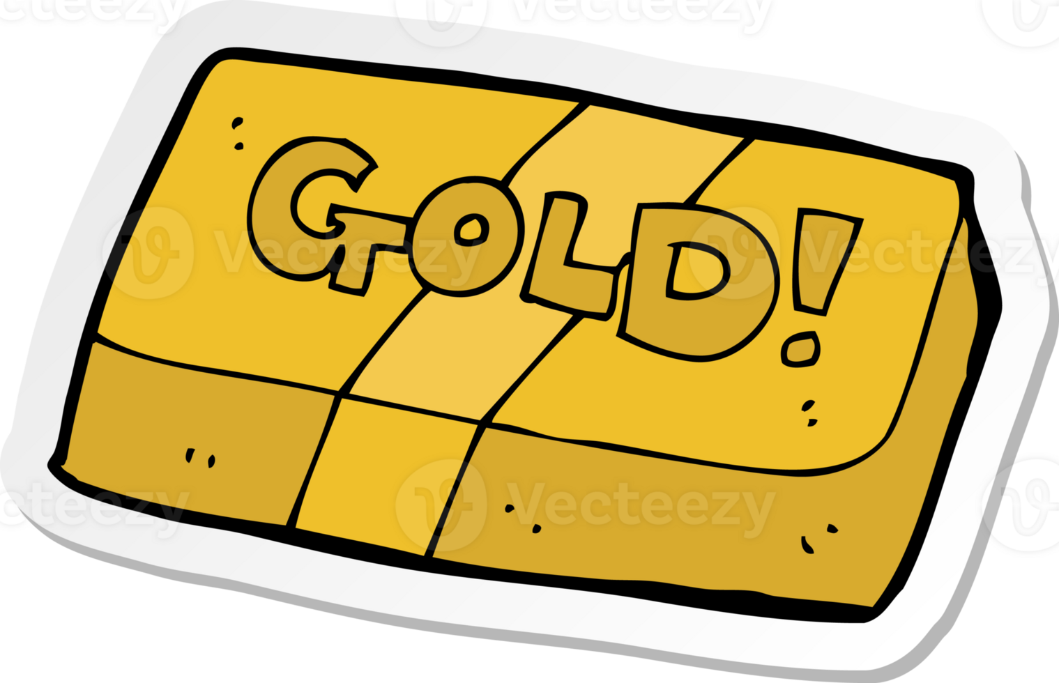 sticker of a cartoon bar of gold png