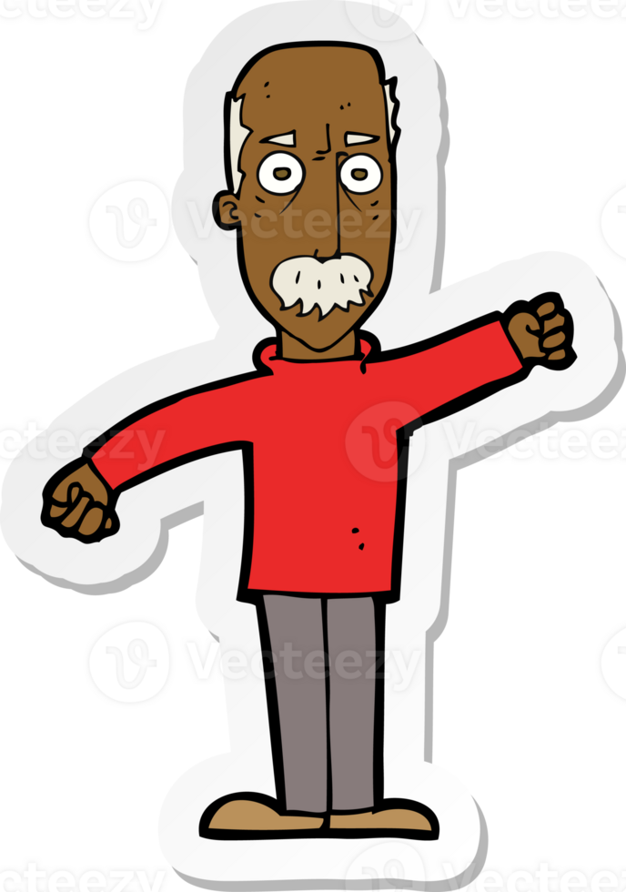 sticker of a cartoon angry old man png