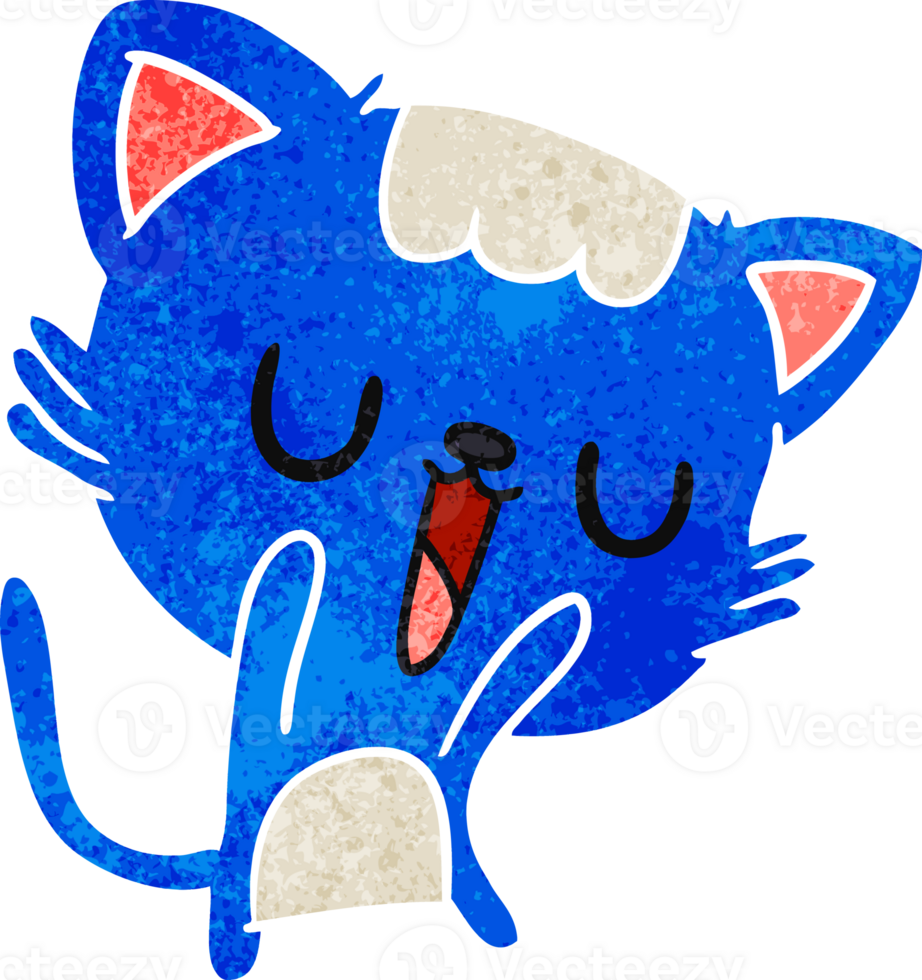 Hand gezeichnet retro Karikatur von süß kawaii Katze 40198273 PNG Hand gezeichnet retro Karikatur von süß kawaii Katze 40198273 PNG