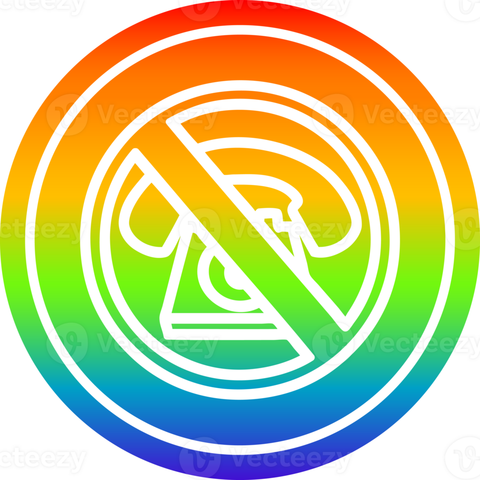 no cold calling circular icon with rainbow gradient finish png