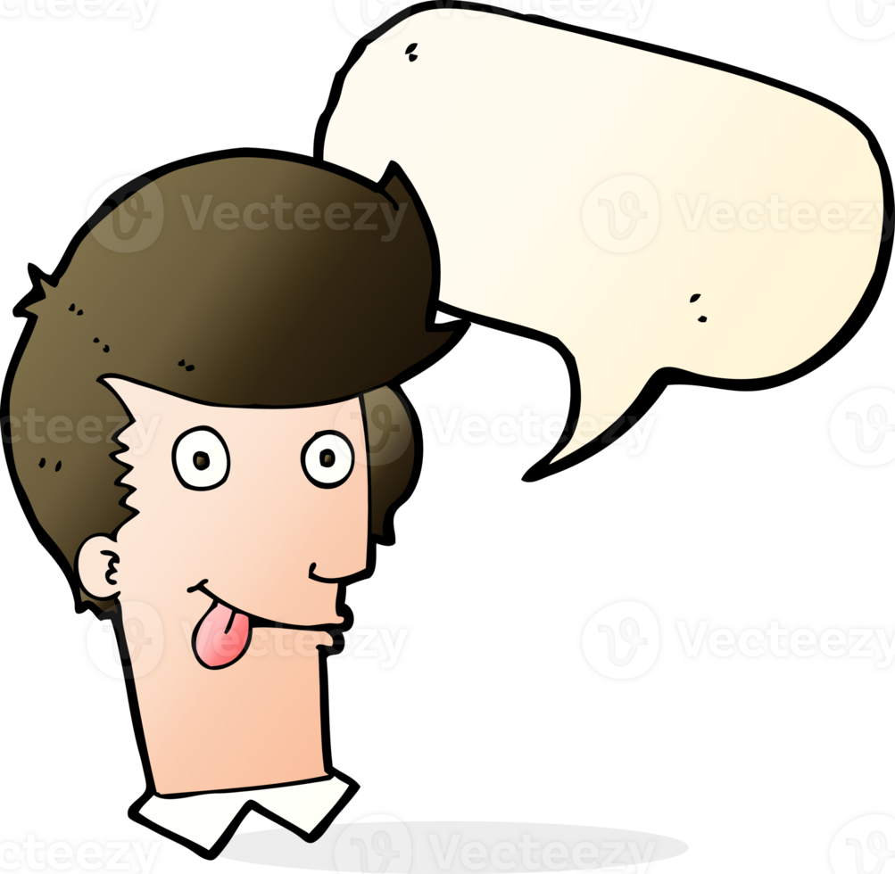 cartoon man with tongue hanging out with speech bubble png