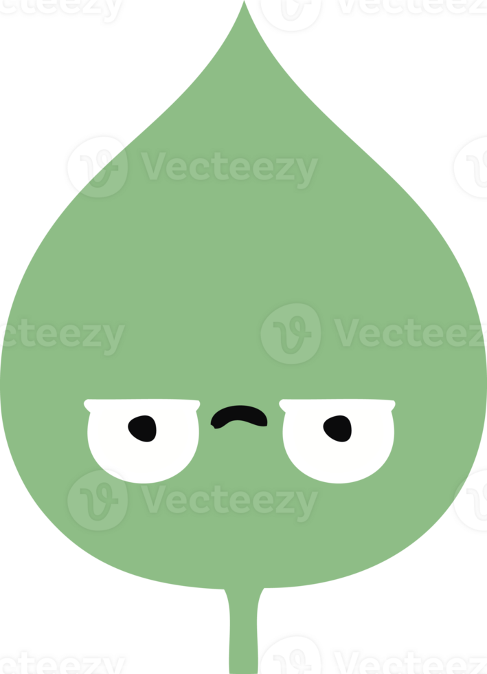 flat color retro cartoon of a expressional leaf png