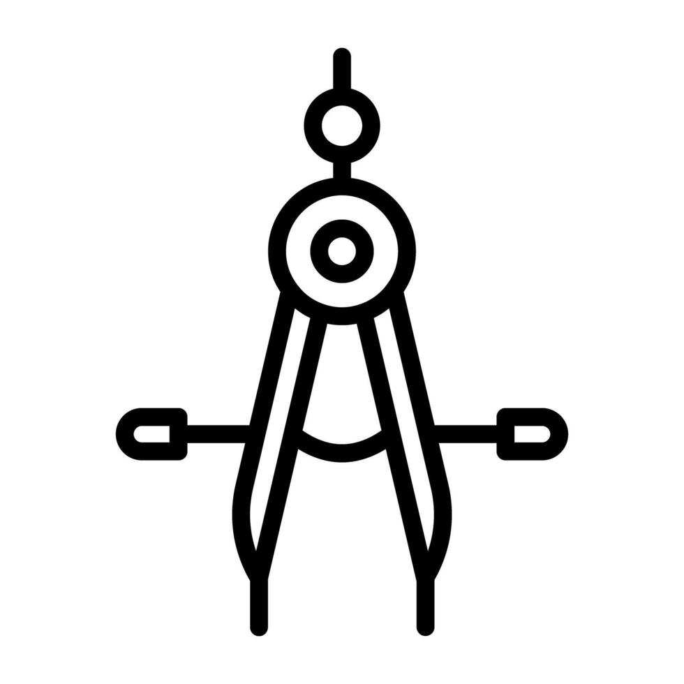 A drafting tool icon in outline style, compass vector