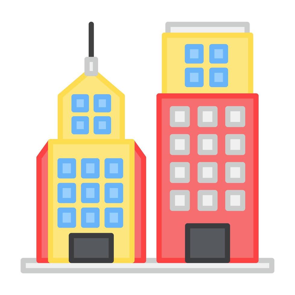 A flat design, icon of office building vector