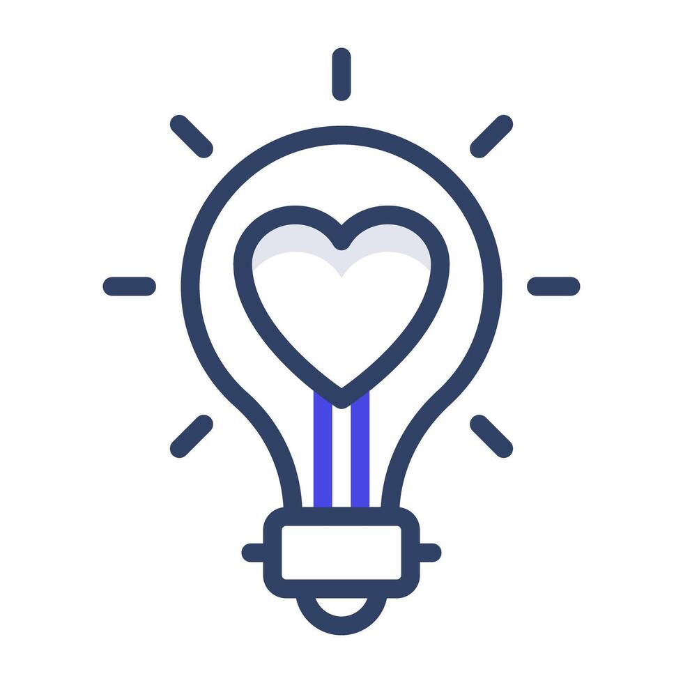 Heart inside bright light bulb, valentine idea icon 40198537 Vector Art