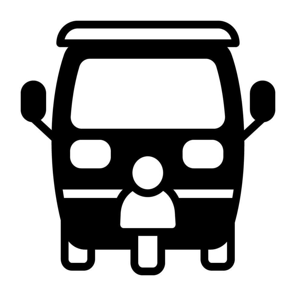 tuk tuk icono en sólido diseño, transporte vector