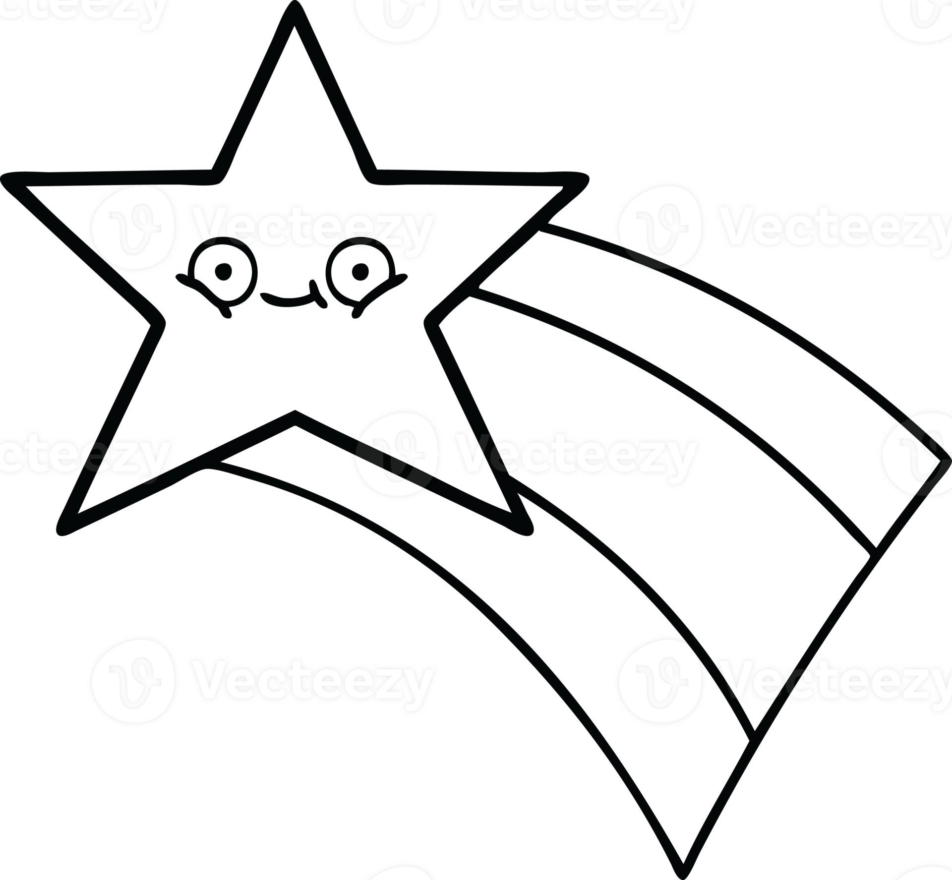 line drawing cartoon of a shooting rainbow star 40198636 PNG