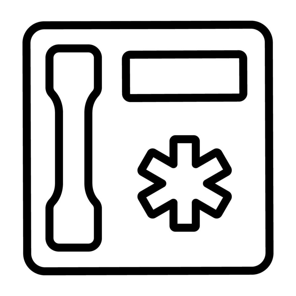 Medical phone icon, linear design of emergency call vector