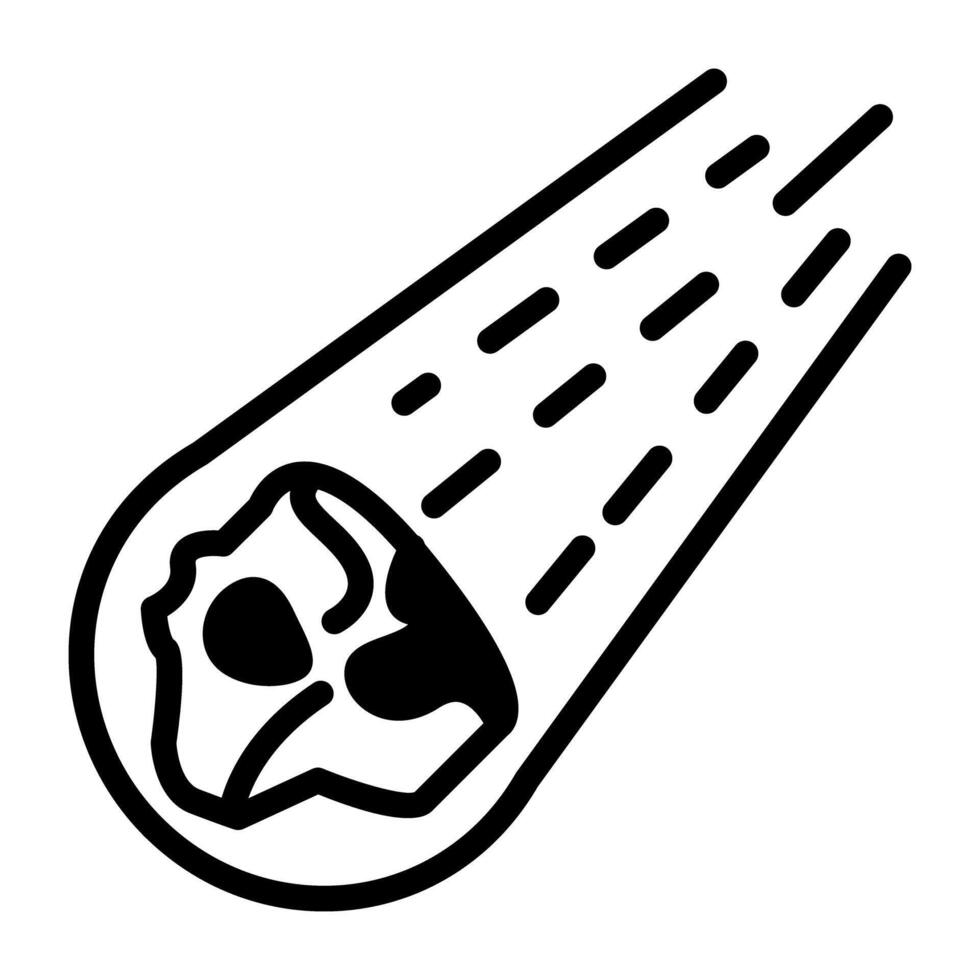 Asteroid falling fireball icon in solid design, metroid vector