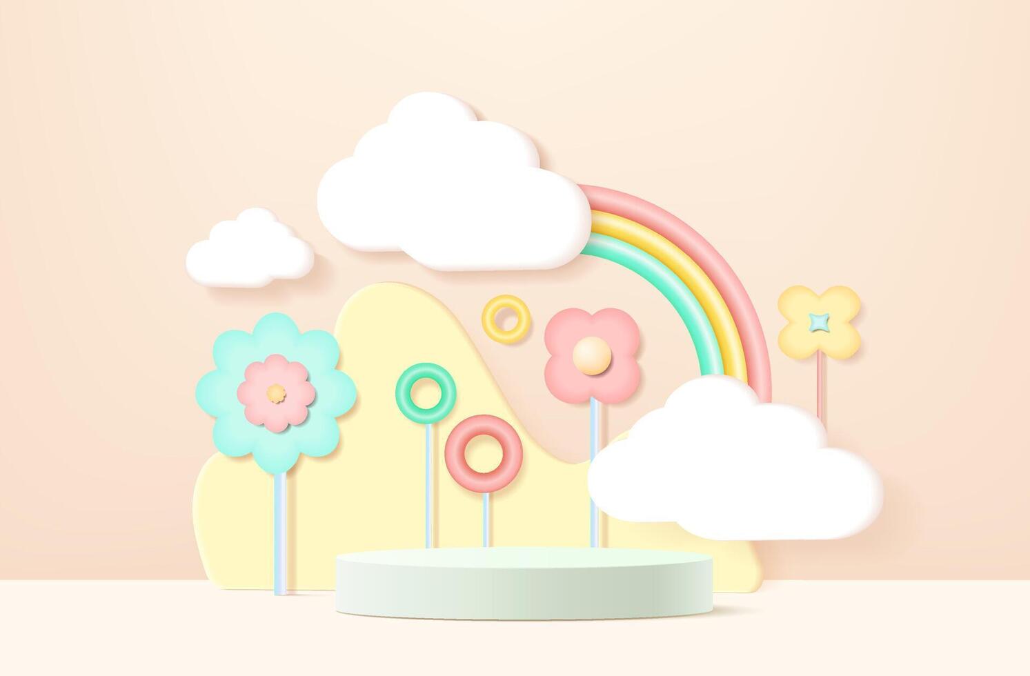 Vector background with cute design. Geometric pastel color background, design for product display, podium 3d render.