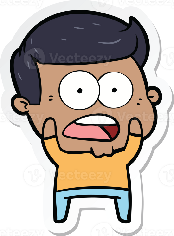 sticker of a cartoon shocked man png