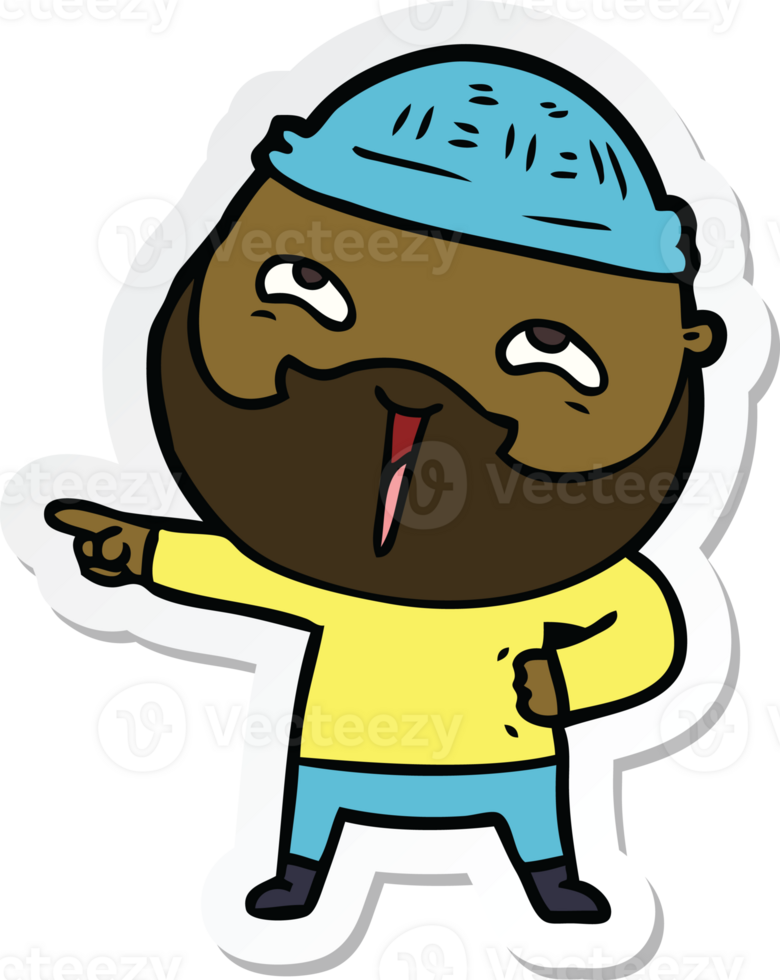 sticker of a cartoon happy bearded man png