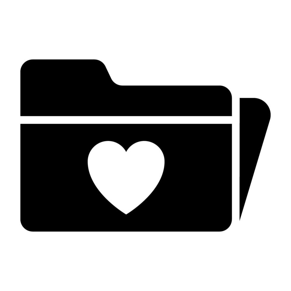 Heart with document case, love folder icon vector