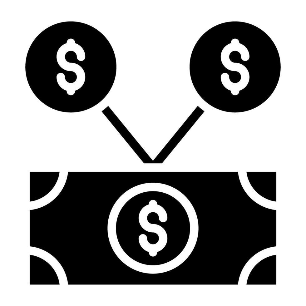 Banknote with connections, financial network icon vector