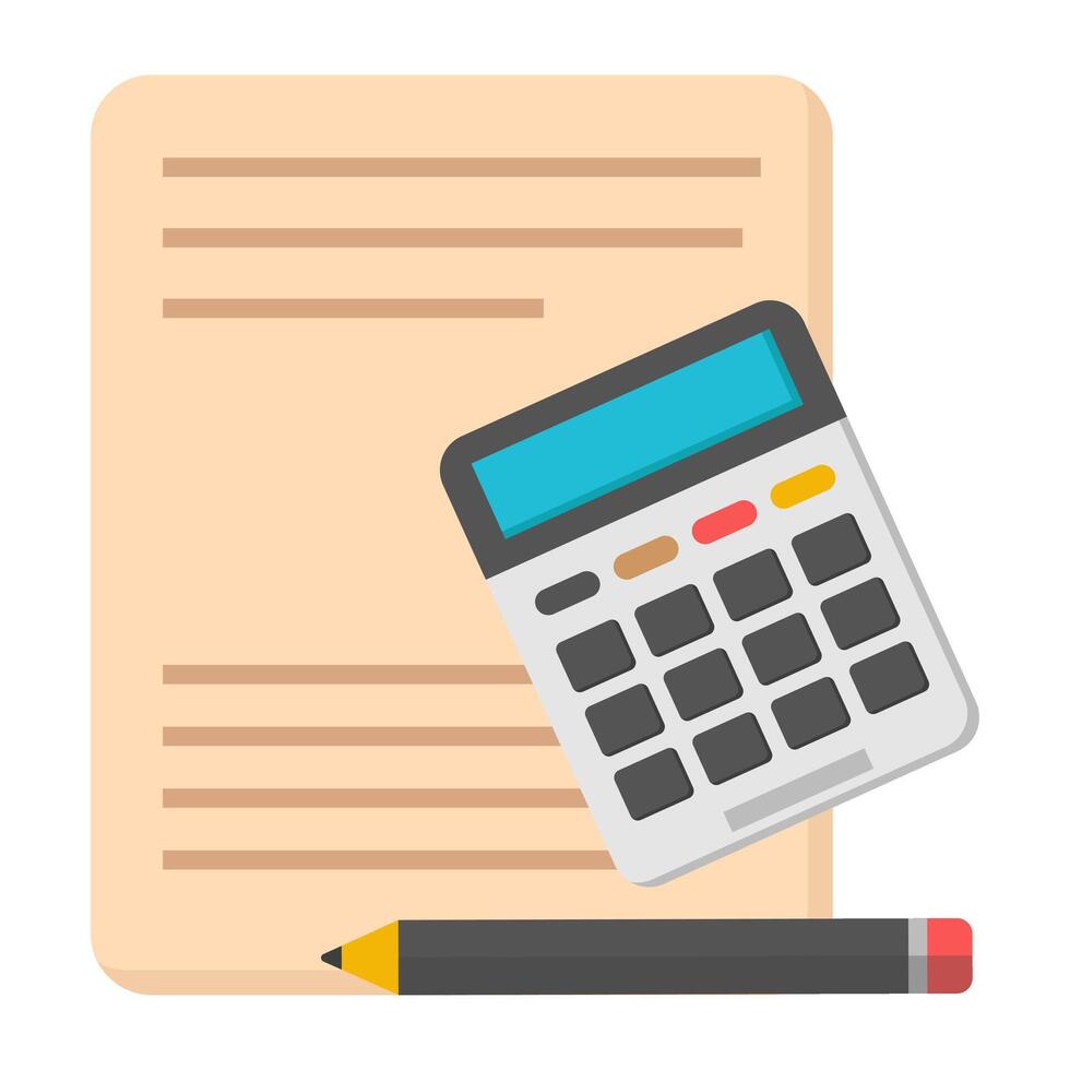 Paper with calculator, bookkeeping icon vector