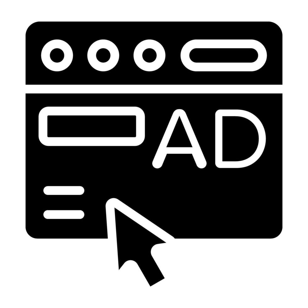 Icon of online ad in solid vector design