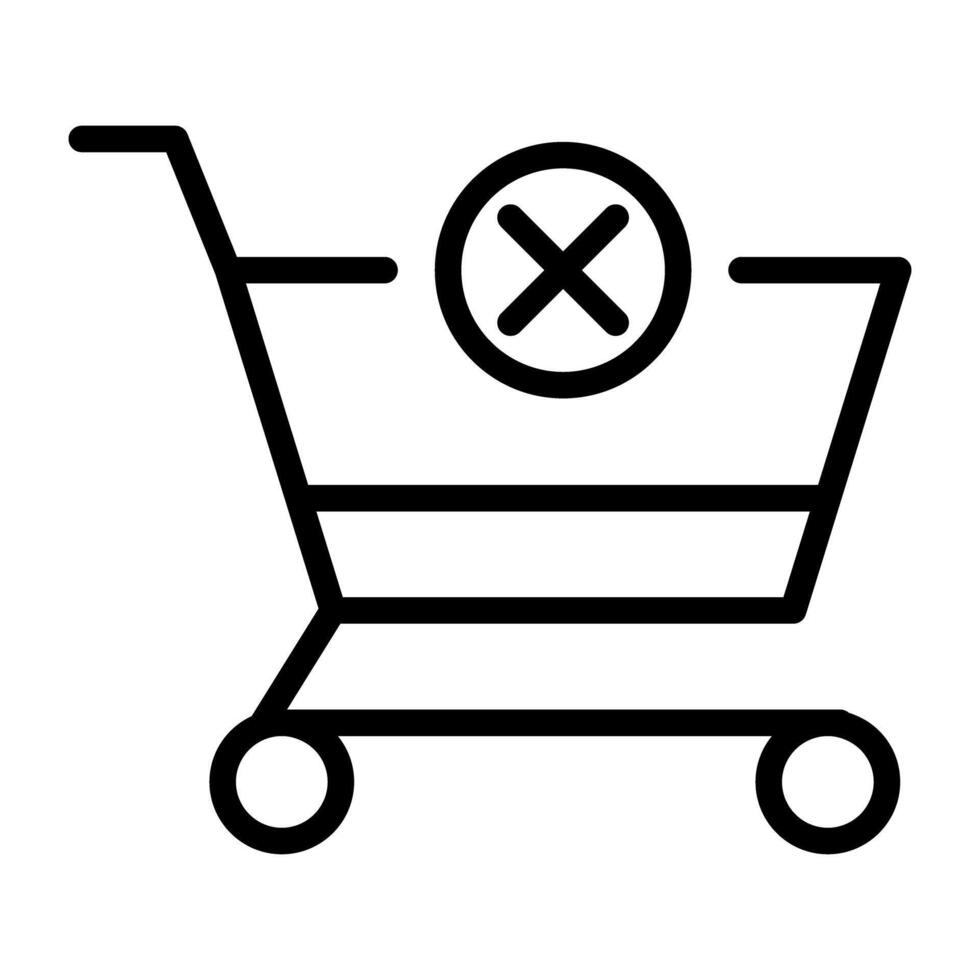 Trolley with cross mark, icon of no shopping vector