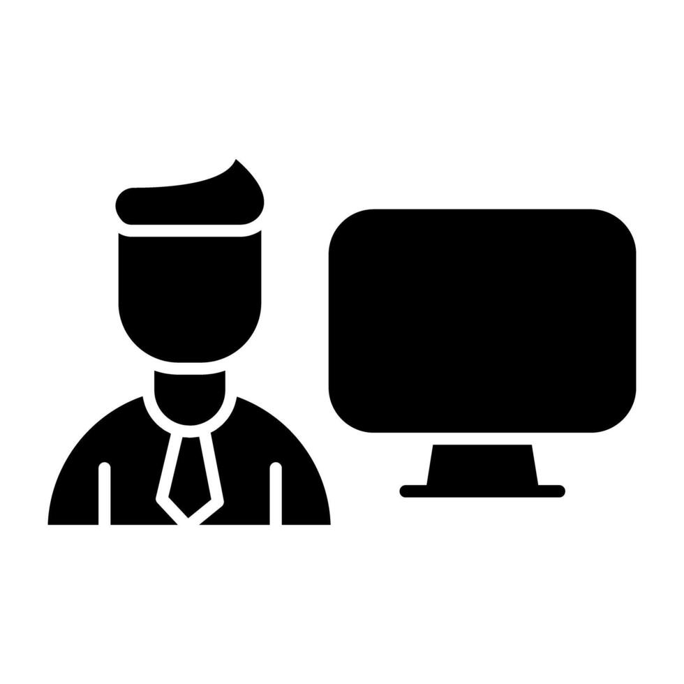 A flat design, icon of computer user vector