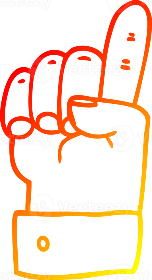 warm gradient line drawing of a cartoon pointing hand png