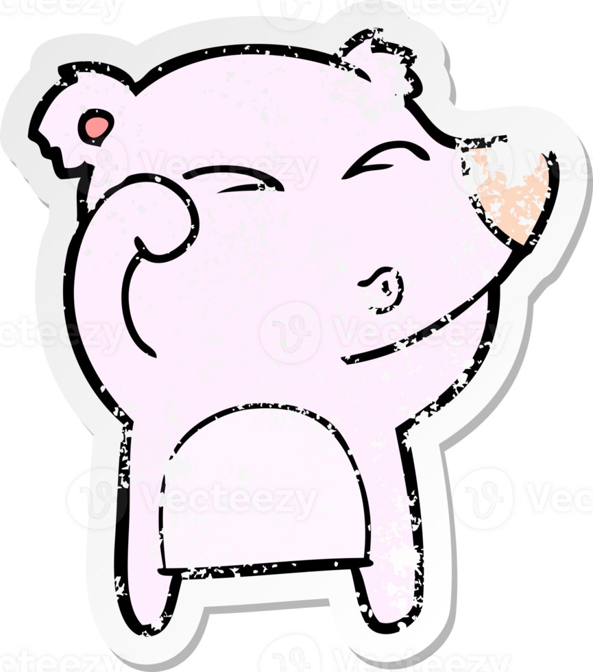 distressed sticker of a cartoon tired bear rubbing eyes png