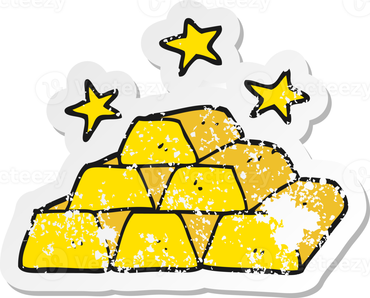 retro distressed sticker of a cartoon bars of gold png