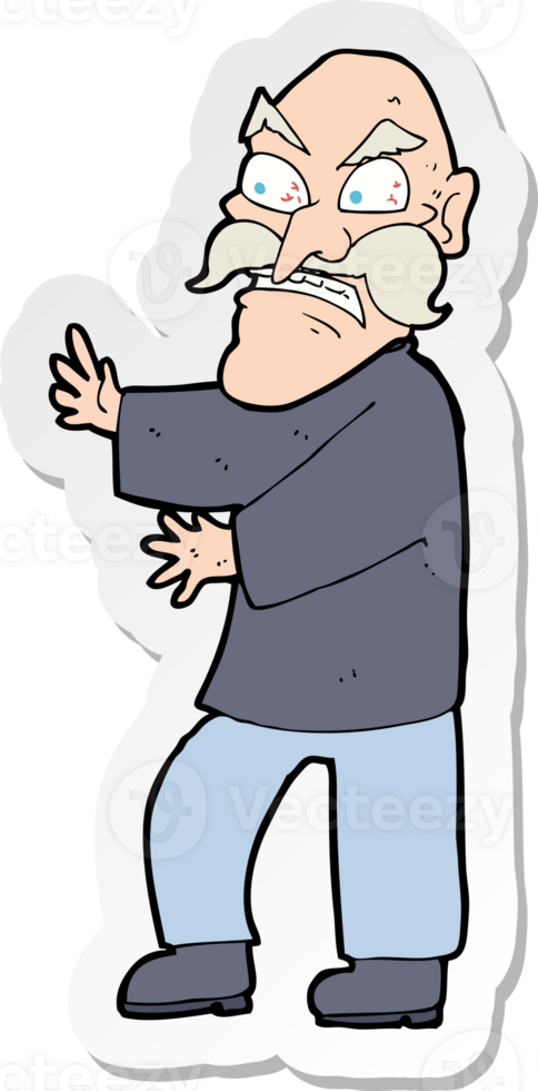 sticker of a cartoon angry old man png