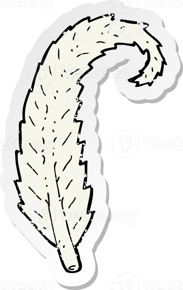 retro distressed sticker of a cartoon feather png