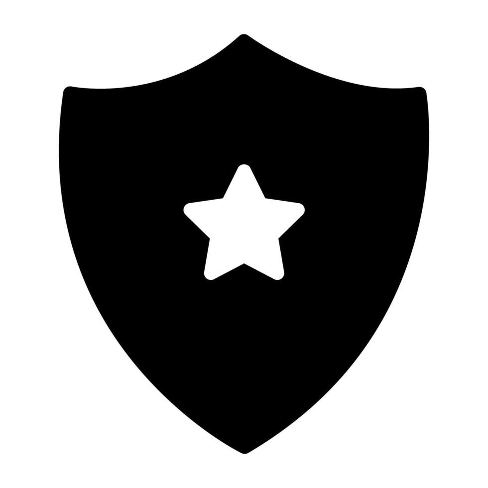 estrella dentro proteger, policía Insignia icono vector