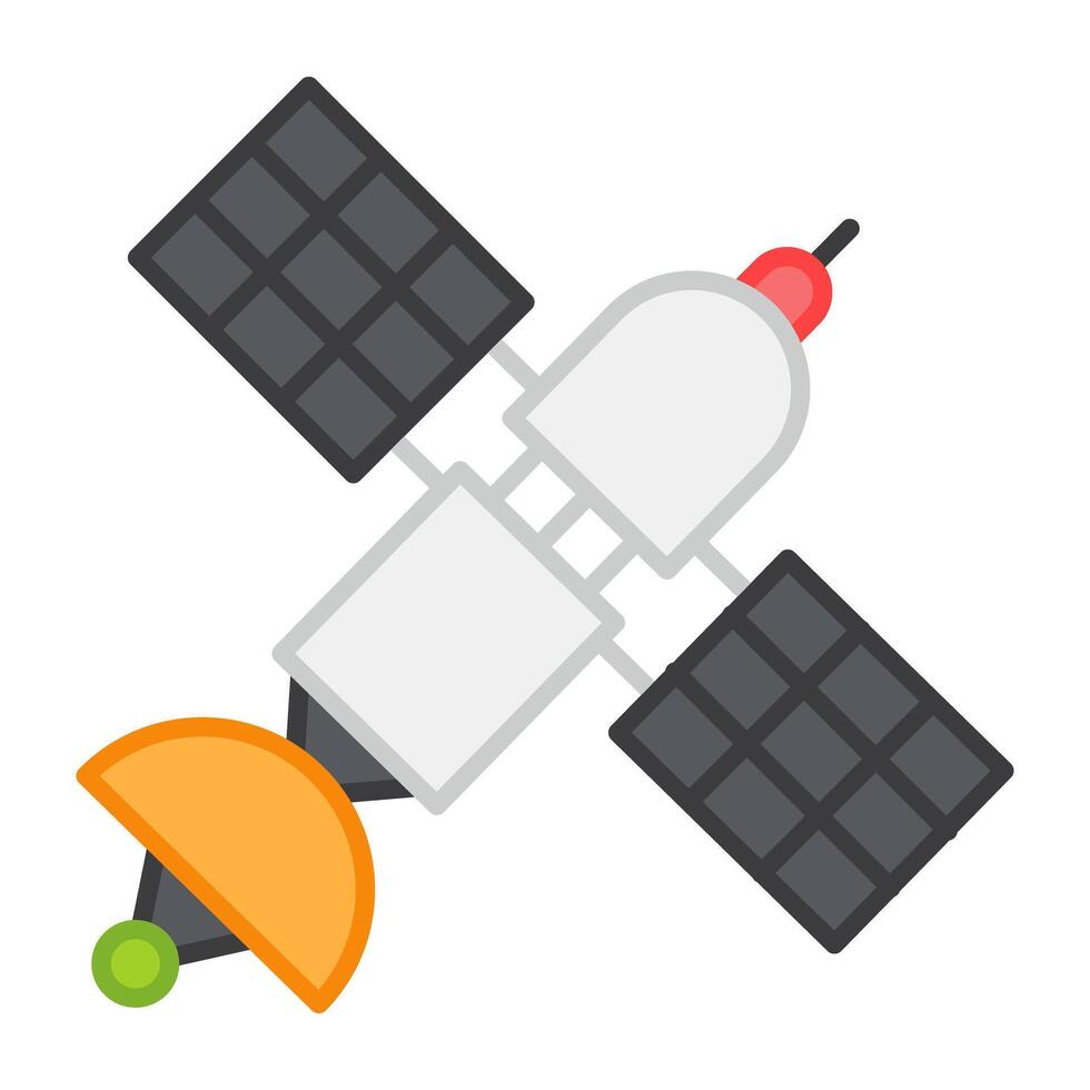 A flat design, icon of rocket satellite vector