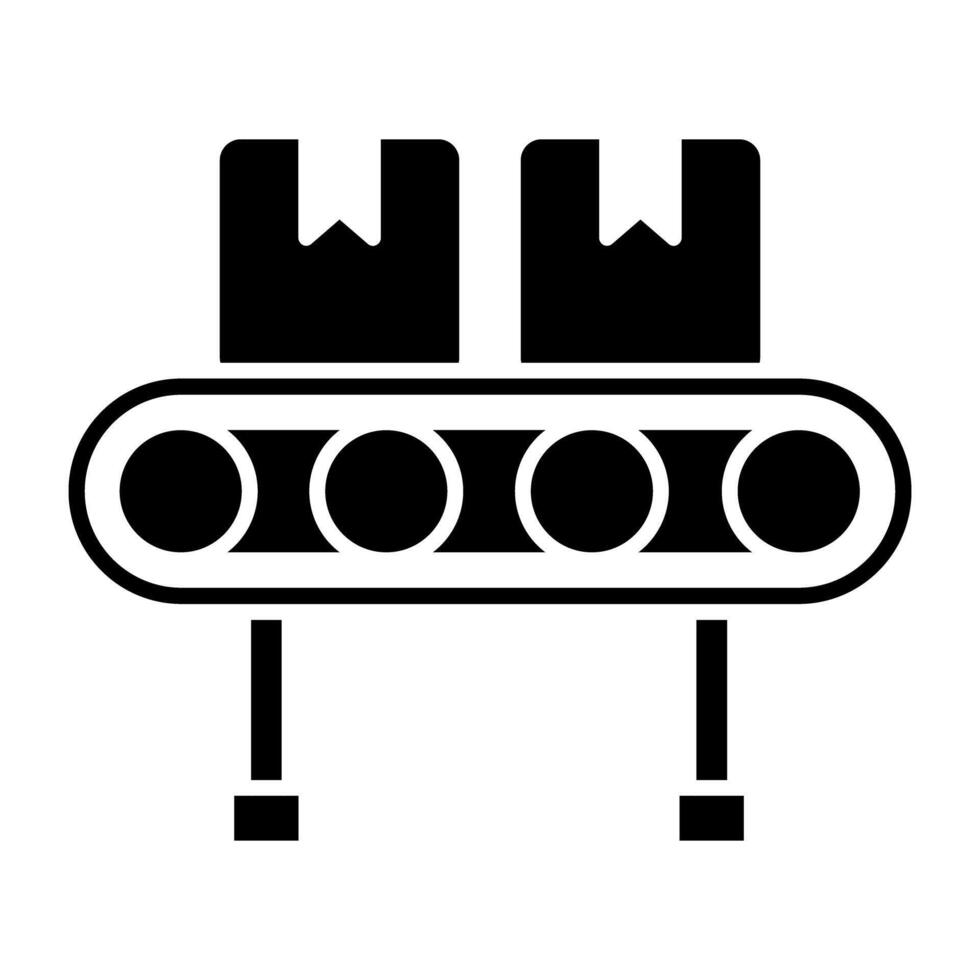 A glyph design, icon of conveyor belt vector