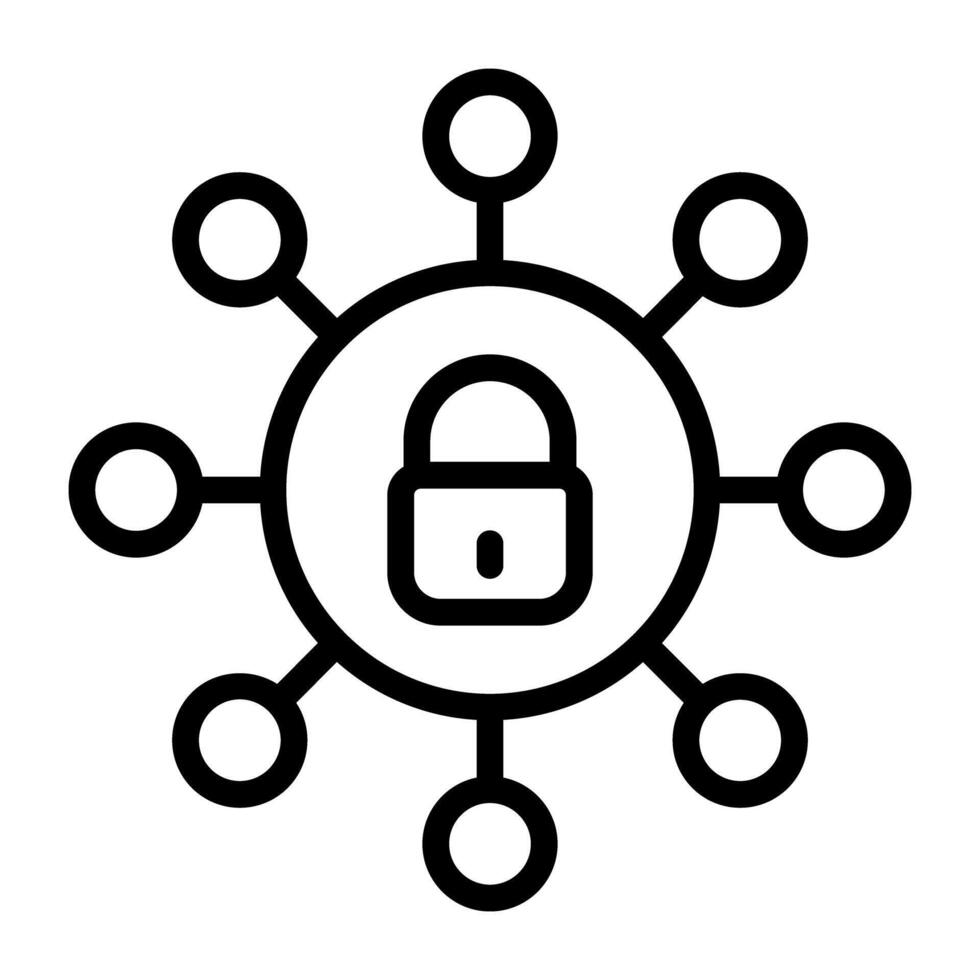 An outline design, icon of network security vector