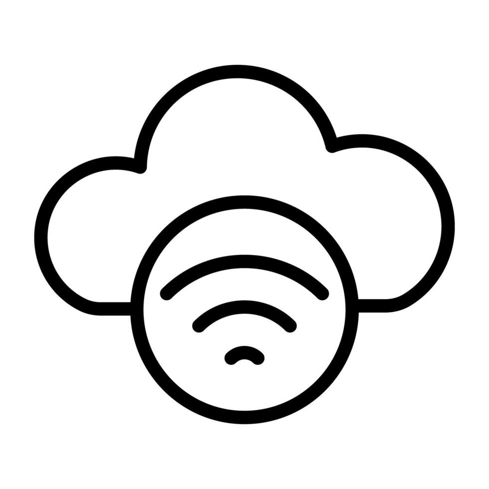 Icon of cloud with wifi signals, outline design of cloud internet vector