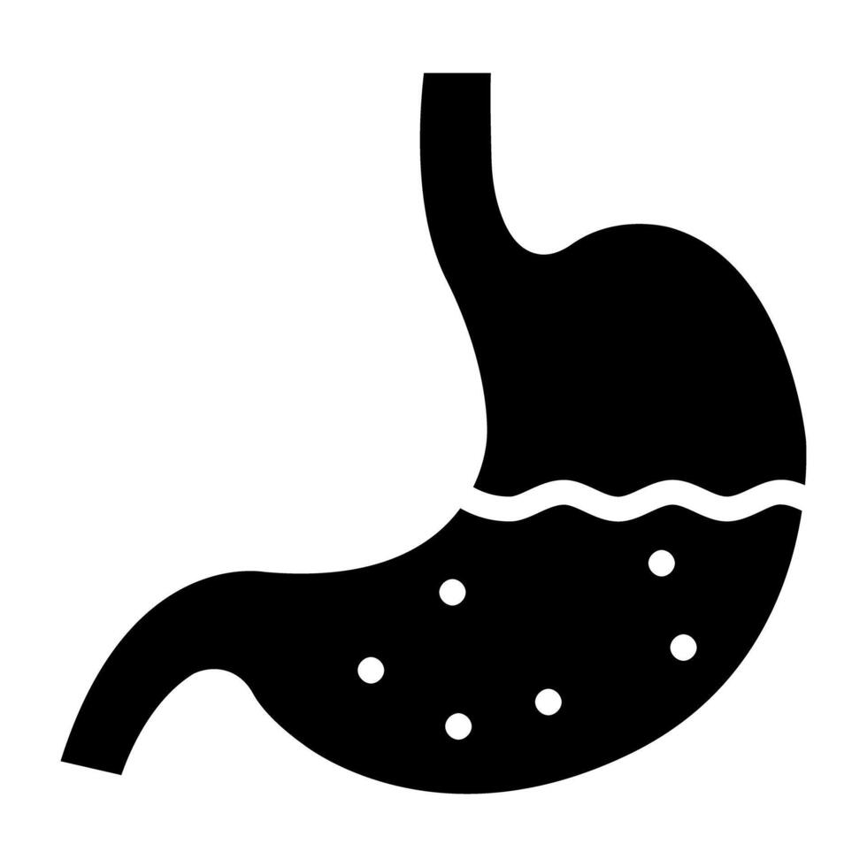 Icon of stomach in glyph style, digestive tract vector