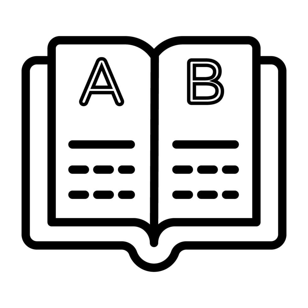 a B C aprendizaje icono, vector diseño de Inglés libro