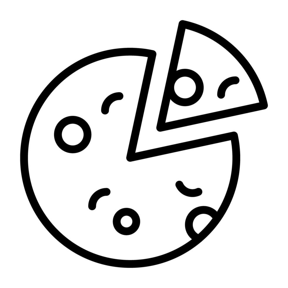 Delicious pizza, fast food icon in linear style vector