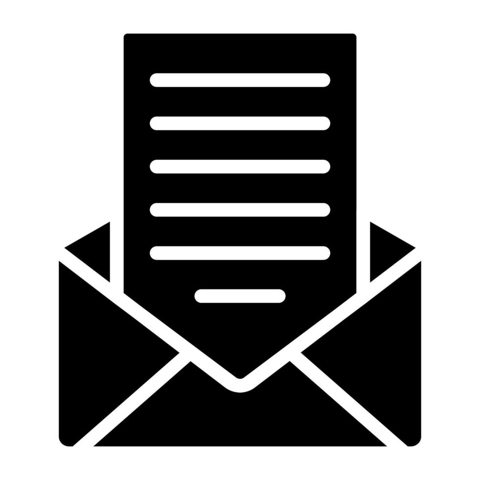 Paper inside envelope, mail icon vector