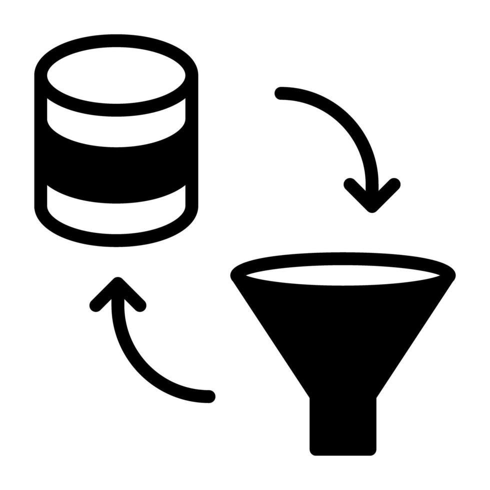 un sólido diseño, icono de base de datos embudo vector