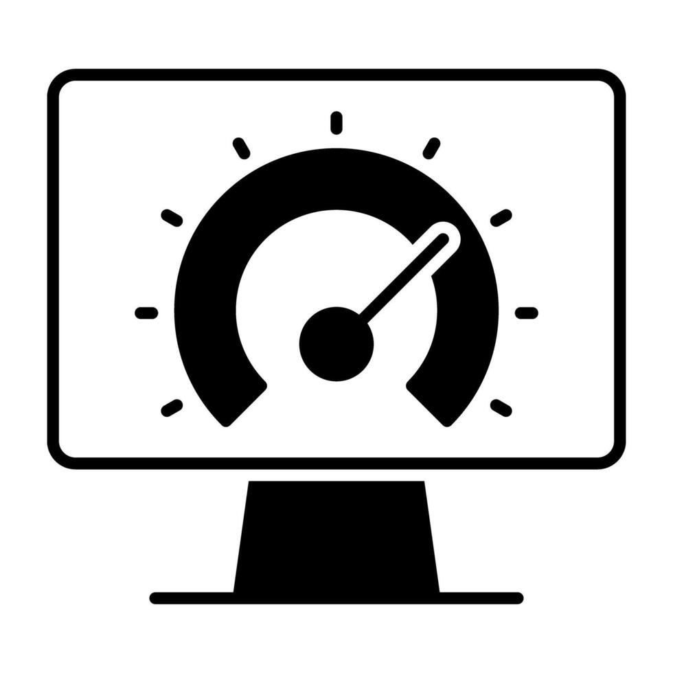 Speedometer inside monitor, concept of system speed icon vector