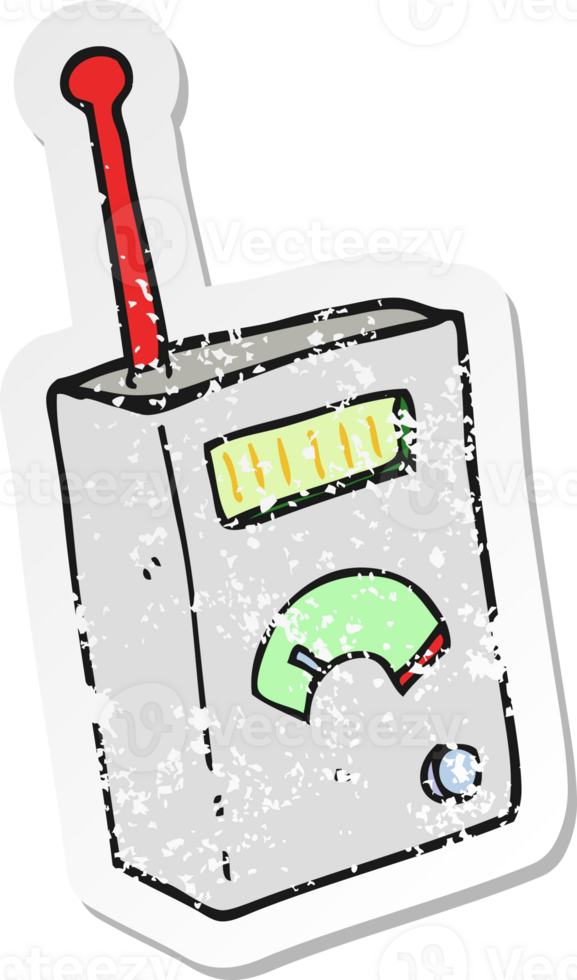 retro distressed sticker of a cartoon scientific device png