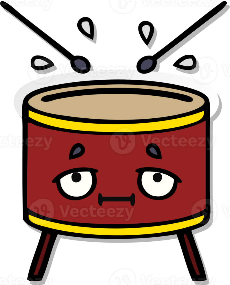 distressed sticker of a cute cartoon drum png
