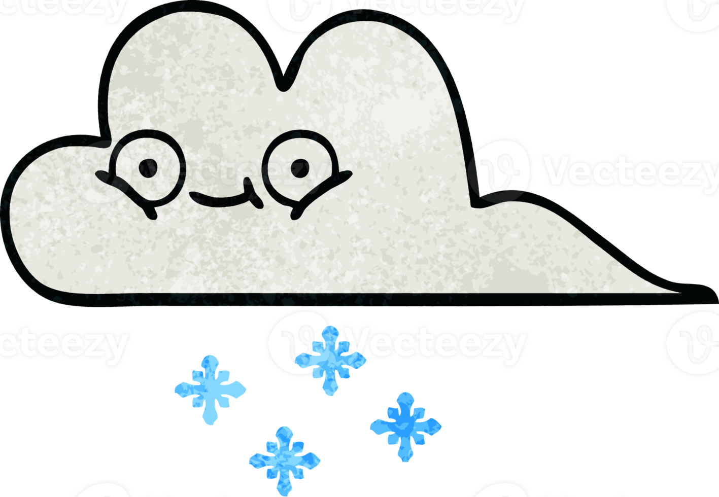 retro grunge texture cartoon of a snow cloud png