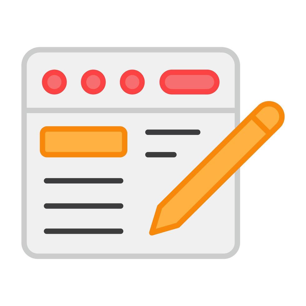 A flat design, icon of online content writing vector