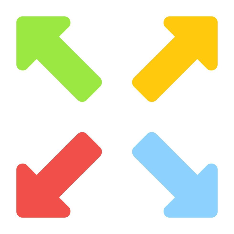 Outward directional arrows, icon of expand arrows vector