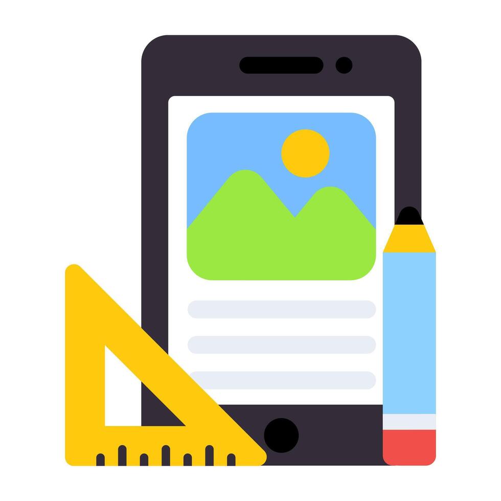 A flat design, icon of mobile designing vector