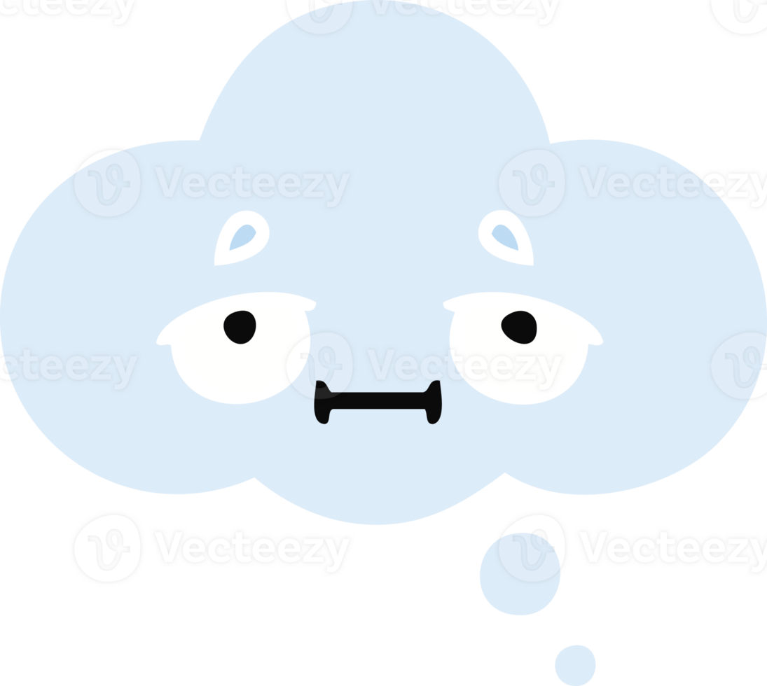 flat color retro cartoon of a thought bubble png